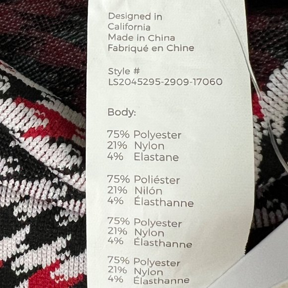 Fabletics Camryn Houndstooth Seamless Long Sleeve Top Red Green Black size XL - Picture 11 of 16